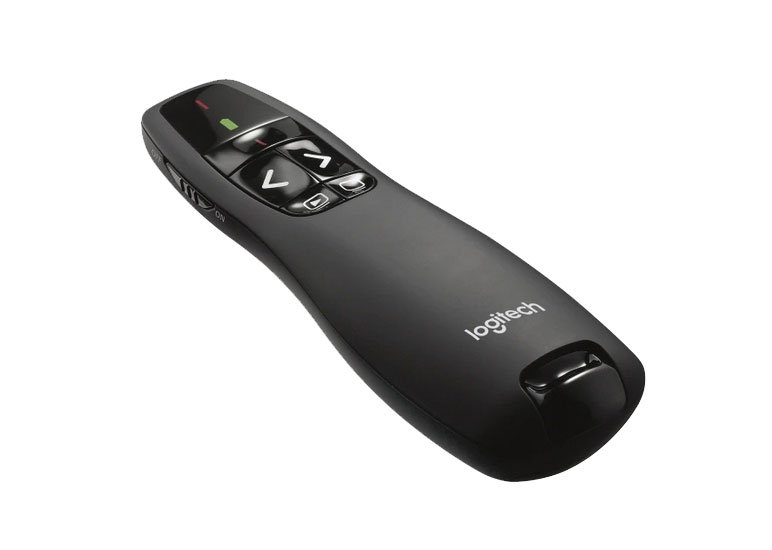 Logitech R400 Laser-Fernbedienung - Side view.