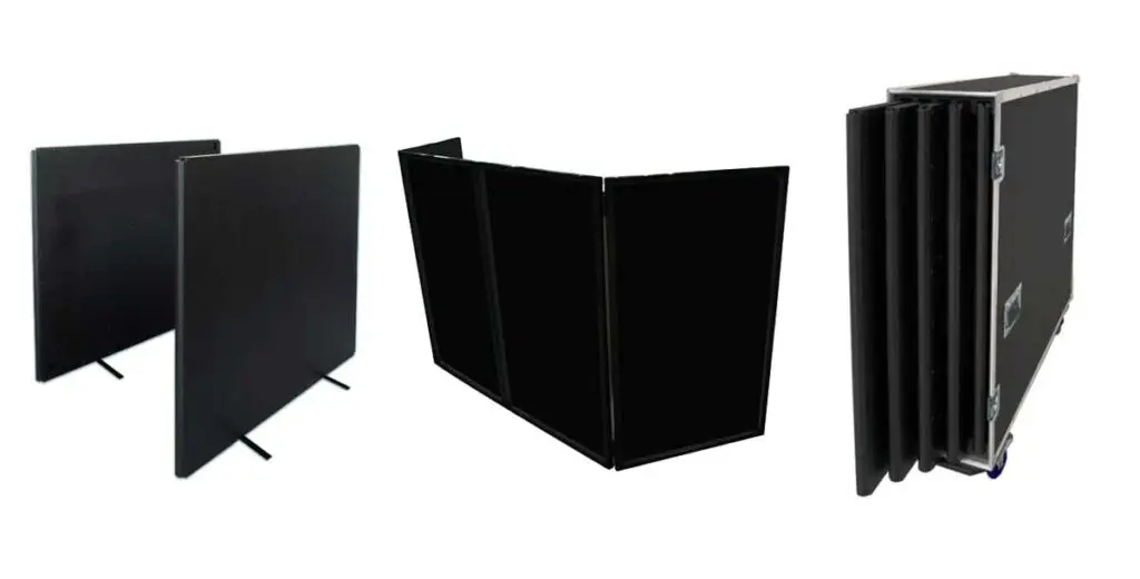 Black control panels set up in three positions. Black control panels set up in three positions.